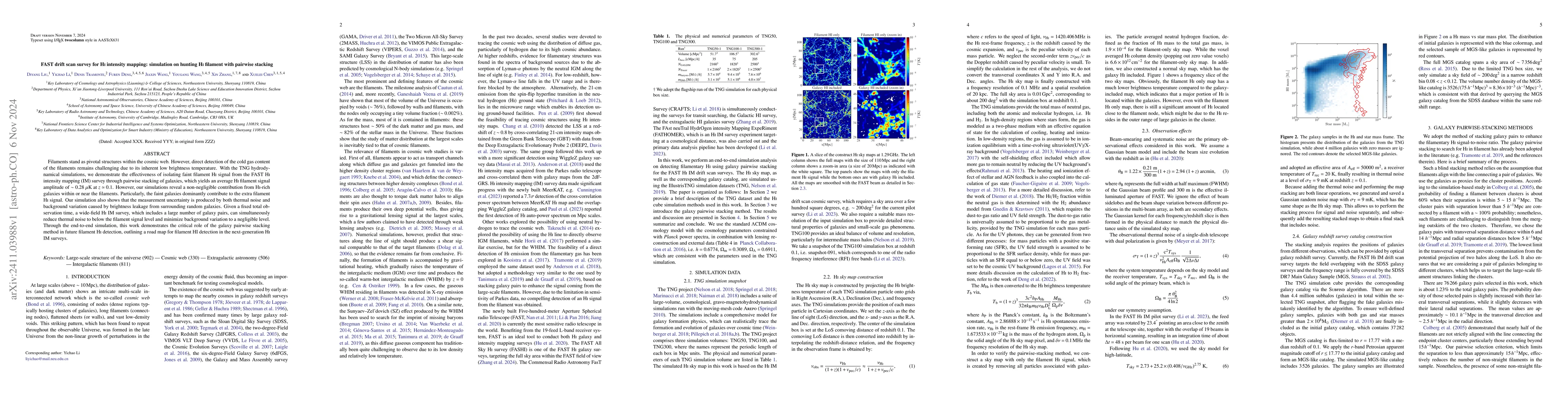 Thumbnail for FAST drift scan survey for HI intensity mapping: simulation on hunting
  HI filament with pairwise stacking