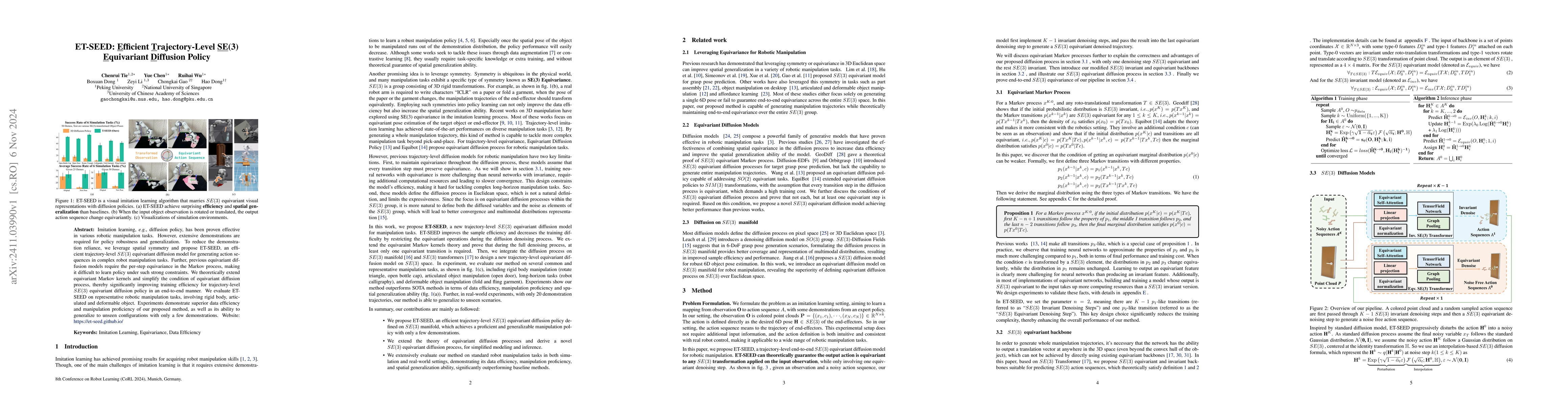 Thumbnail for ET-SEED: Efficient Trajectory-Level SE(3) Equivariant Diffusion Policy