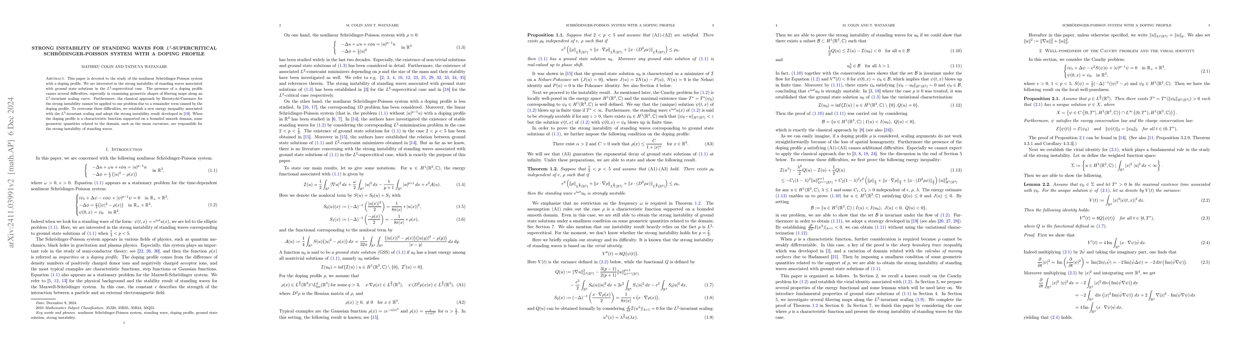 Thumbnail for Strong instability of standing waves for $L^2$-supercritical
  Schrödinger-Poisson system with a doping profile