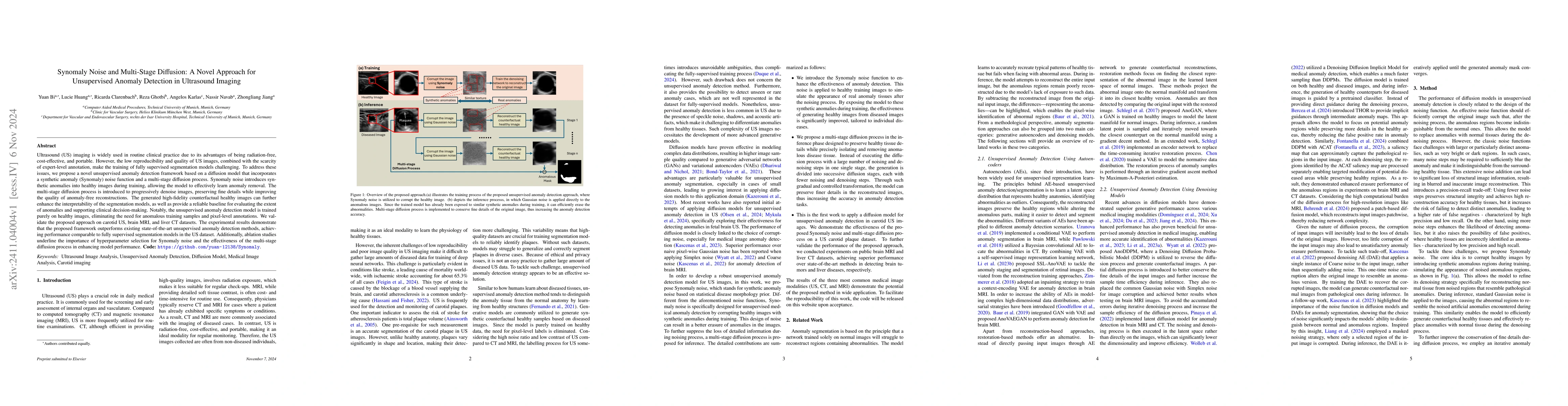 Thumbnail for Synomaly Noise and Multi-Stage Diffusion: A Novel Approach for
  Unsupervised Anomaly Detection in Ultrasound Imaging