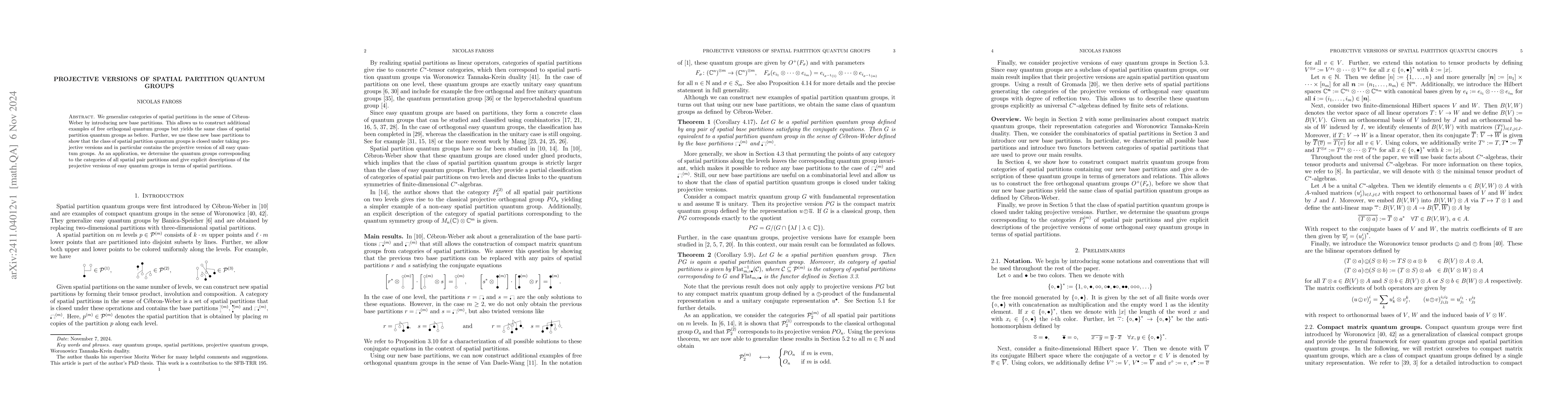 Thumbnail for Projective Versions of Spatial Partition Quantum Groups