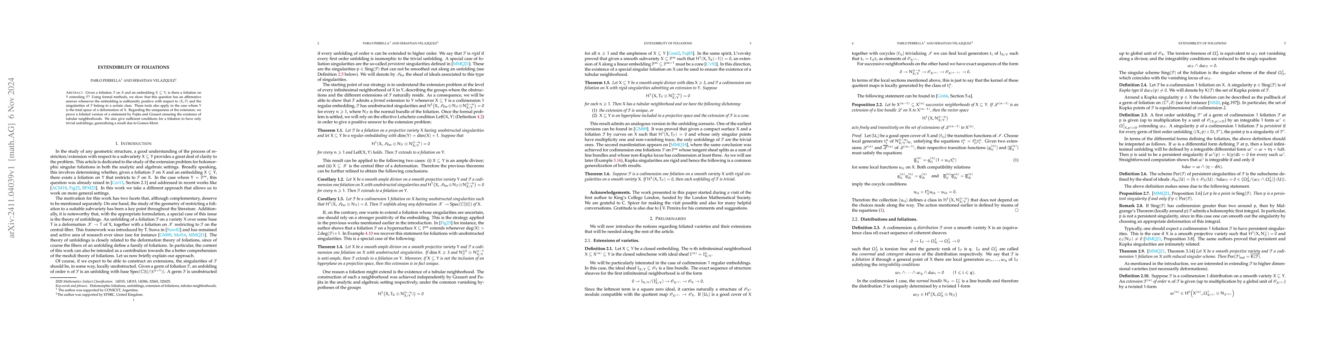 Thumbnail for Extendibility of foliations