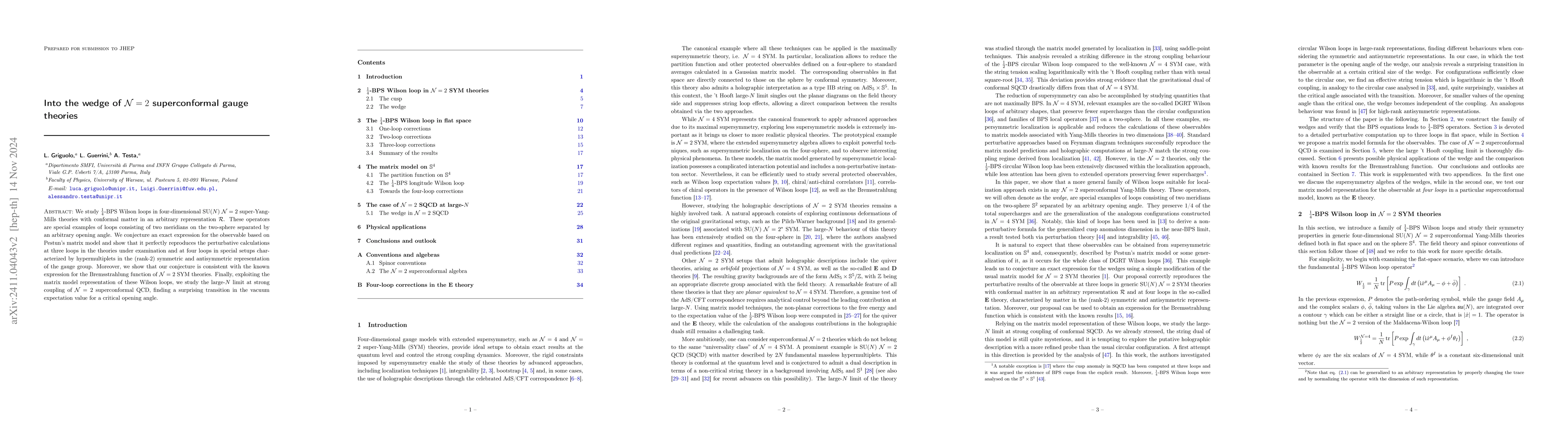 Thumbnail for Into the wedge of $\mathcal{N}=2$ superconformal gauge theories