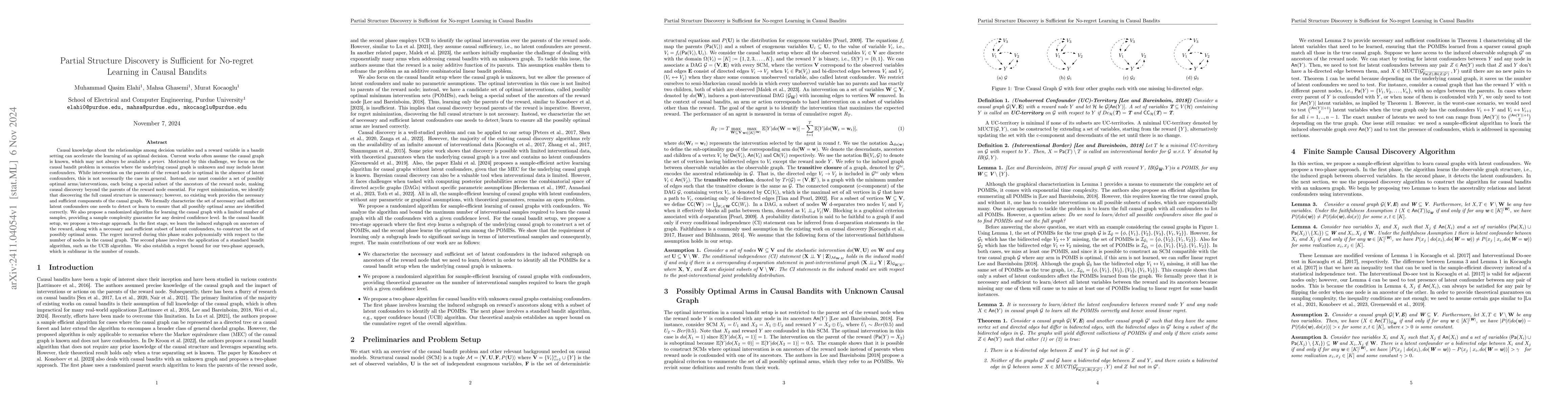 Thumbnail for Partial Structure Discovery is Sufficient for No-regret Learning in
  Causal Bandits
