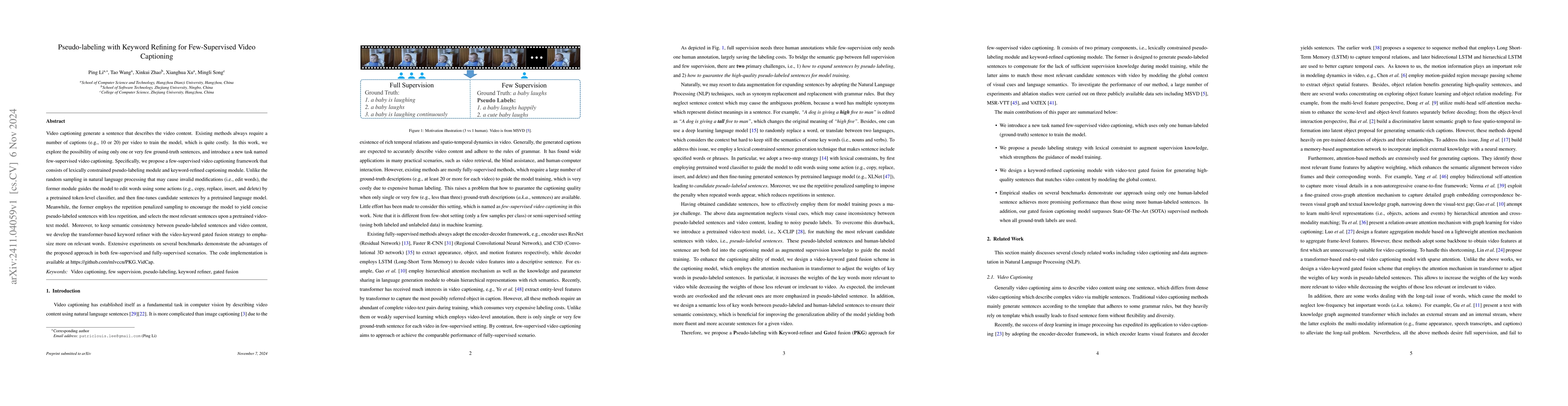 Thumbnail for Pseudo-labeling with Keyword Refining for Few-Supervised Video
  Captioning
