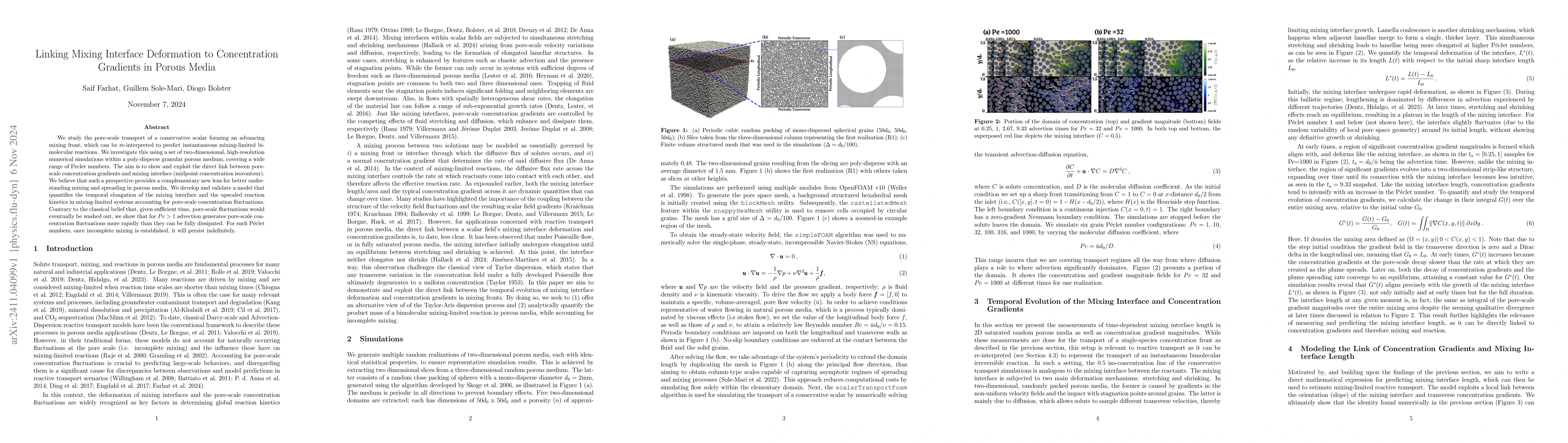 Thumbnail for Linking Mixing Interface Deformation to Concentration Gradients in
  Porous Media