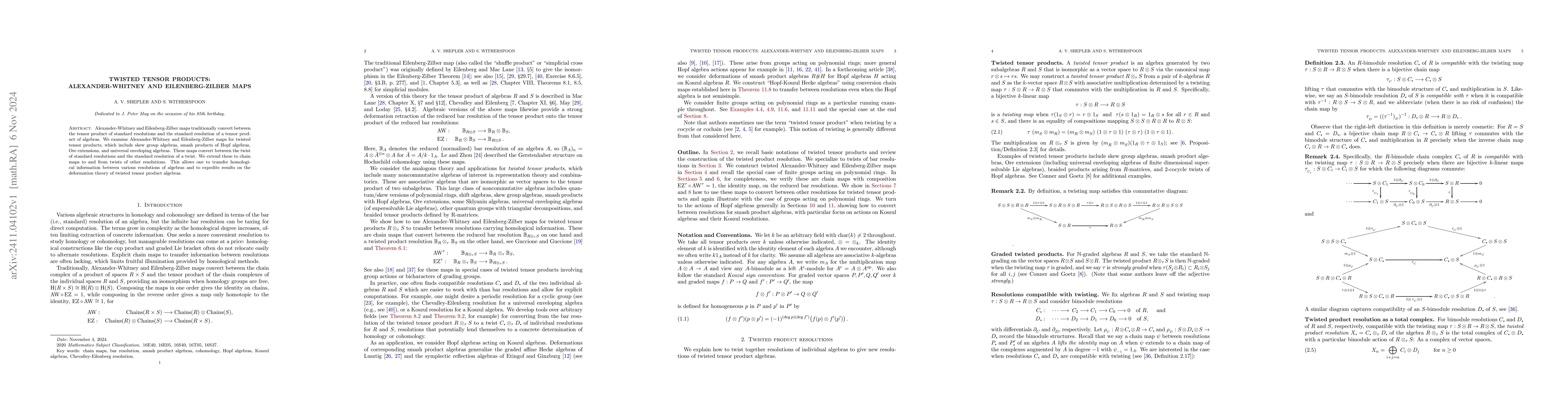 Thumbnail for Twisted tensor products: Alexander-Whitney and Eilenberg-Zilber maps