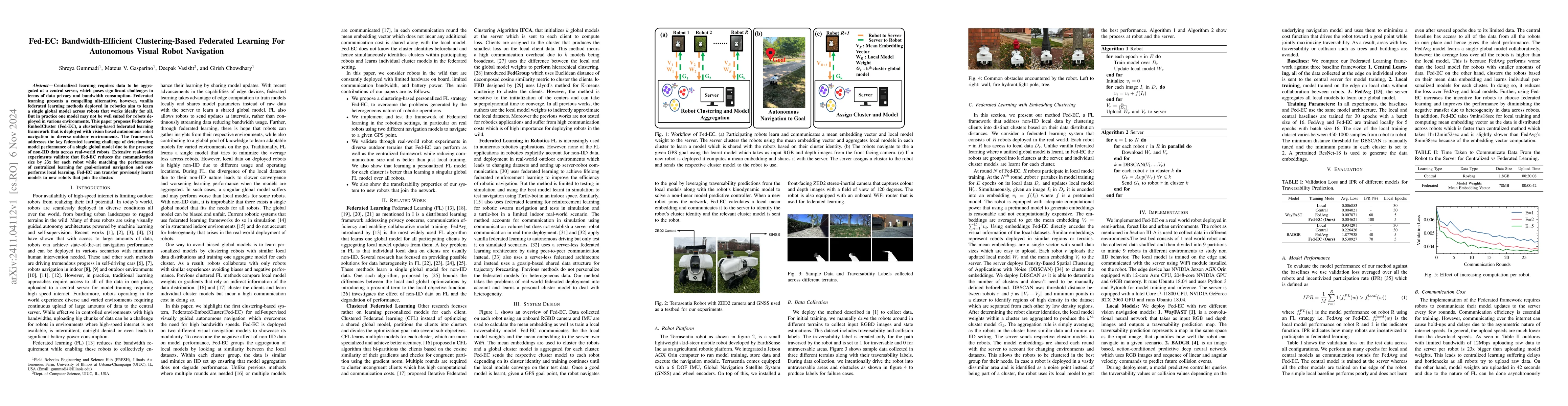 Thumbnail for Fed-EC: Bandwidth-Efficient Clustering-Based Federated Learning For
  Autonomous Visual Robot Navigation