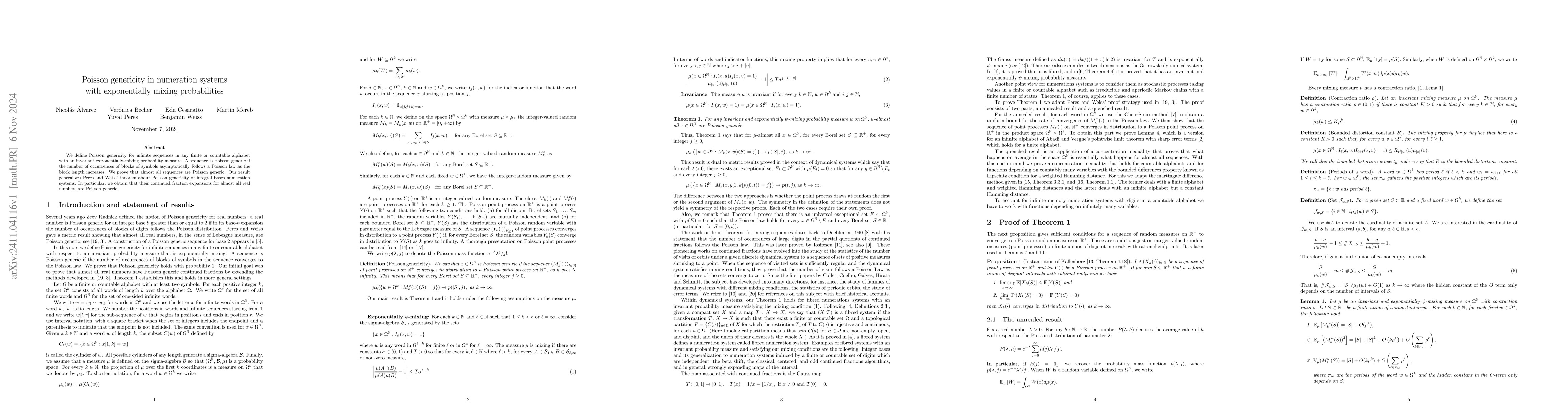 Thumbnail for Poisson genericity in numeration systems with exponentially mixing
  probabilities