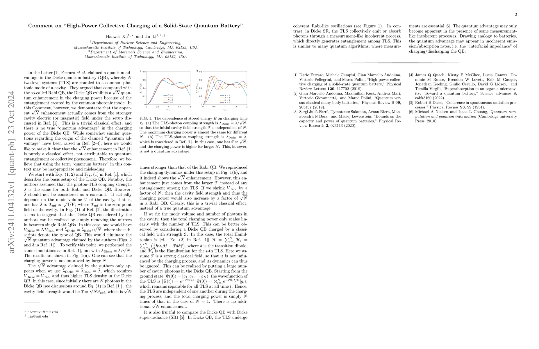 Thumbnail for Comment on "High-Power Collective Charging of a Solid-State Quantum
  Battery"