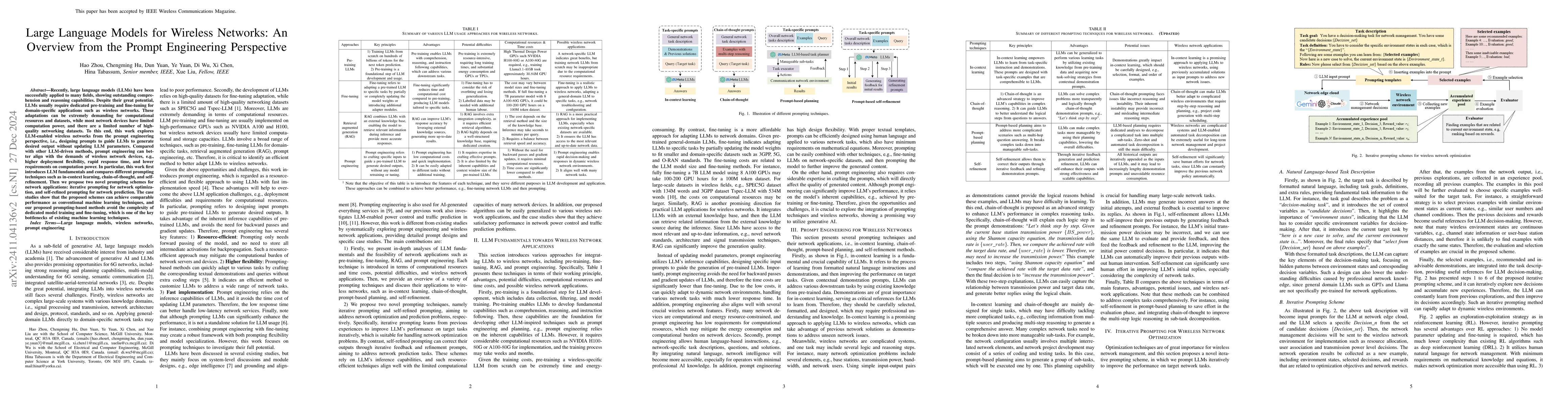 Thumbnail for Large Language Models (LLMs) for Wireless Networks: An Overview from the
  Prompt Engineering Perspective