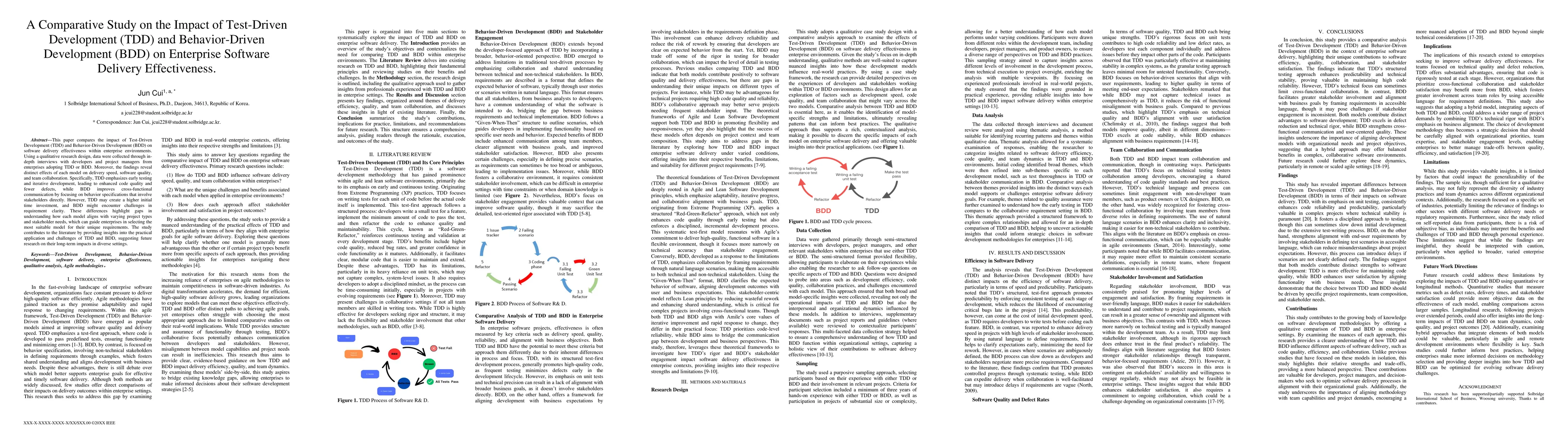 Thumbnail for A Comparative Study on the Impact of Test-Driven Development (TDD) and
  Behavior-Driven Development (BDD) on Enterprise Software Delivery
  Effectiveness