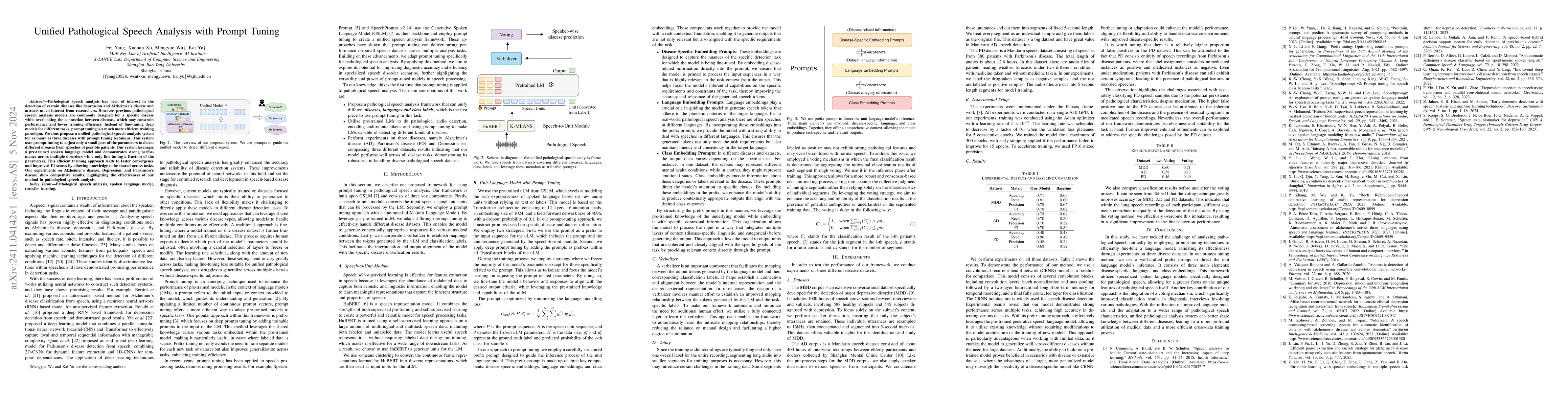 Thumbnail for Unified Pathological Speech Analysis with Prompt Tuning