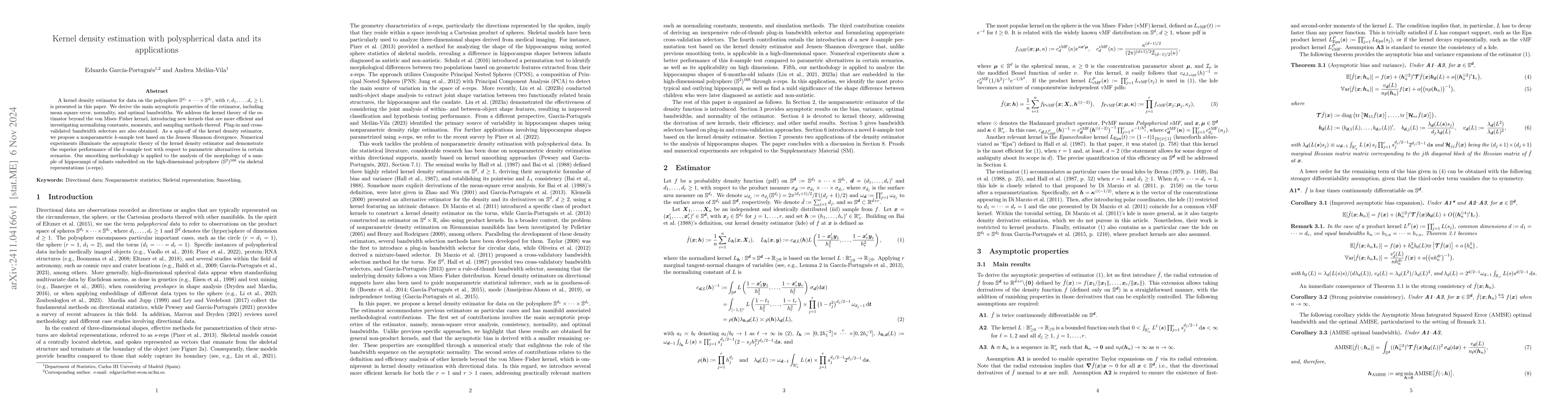 Thumbnail for Kernel density estimation with polyspherical data and its applications