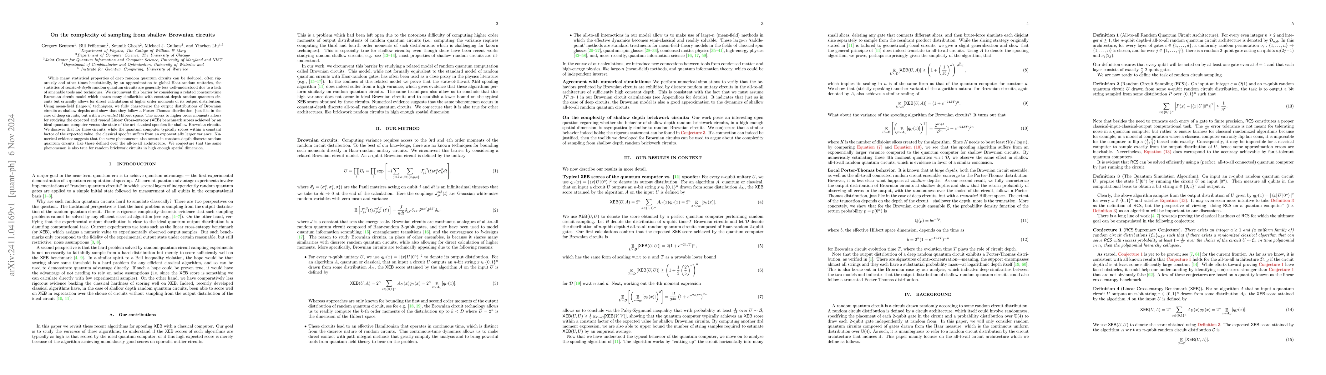 Thumbnail for On the complexity of sampling from shallow Brownian circuits