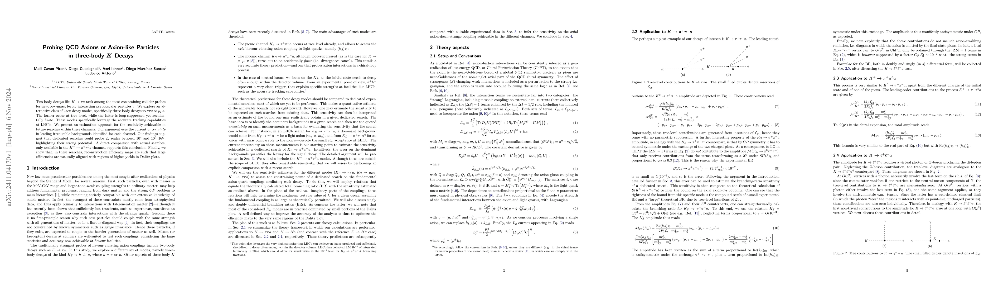 Thumbnail for Probing QCD Axions or Axion-like Particles in three-body $K$ Decays