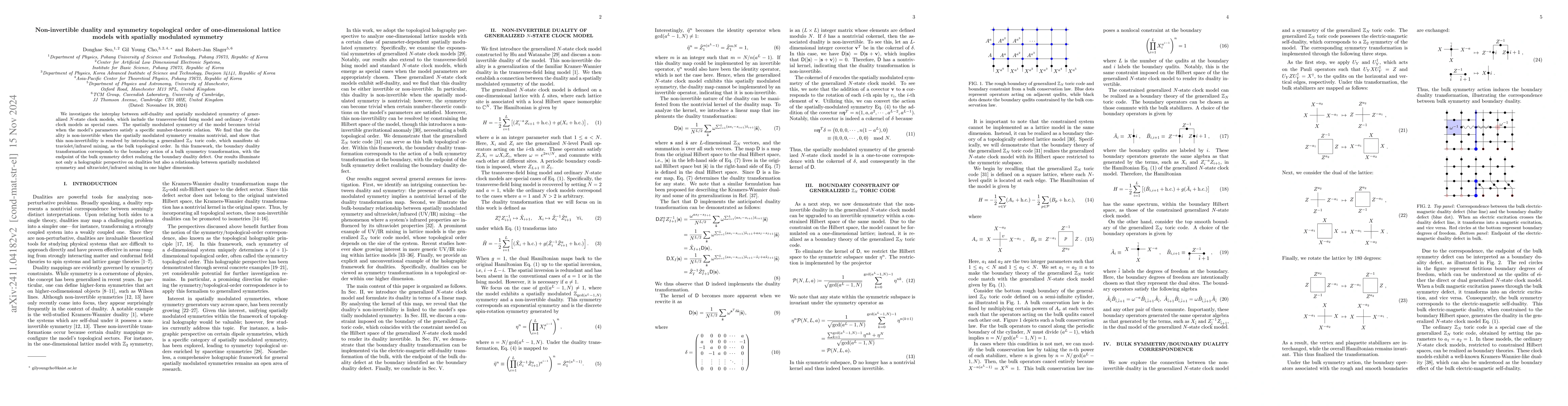 Thumbnail for Non-invertible duality and symmetry topological order of one-dimensional
  lattice models with spatially modulated symmetry