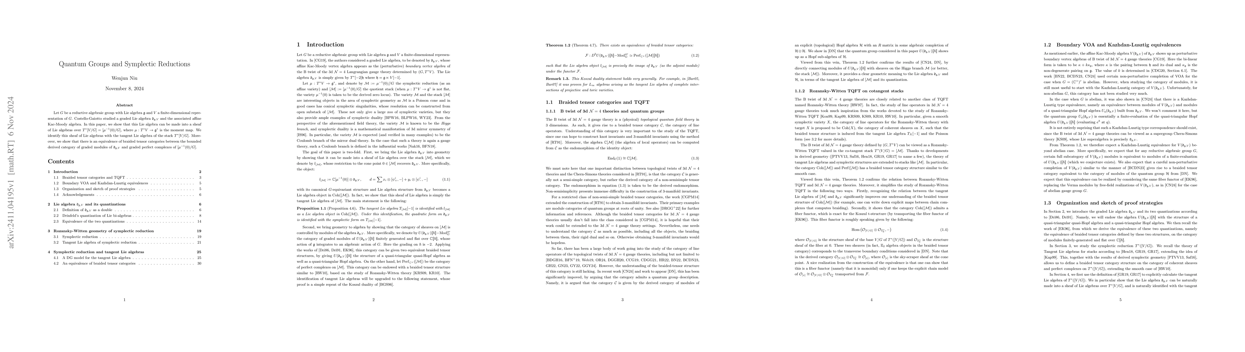 Thumbnail for Quantum Groups and Symplectic Reductions