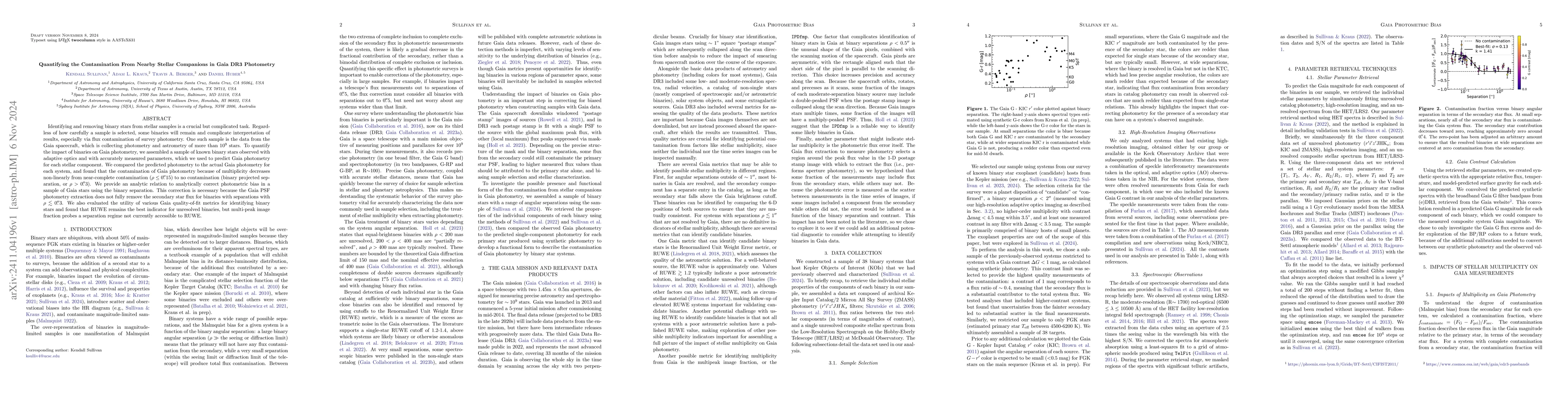 Thumbnail for Quantifying the Contamination From Nearby Stellar Companions in Gaia DR3
  Photometry