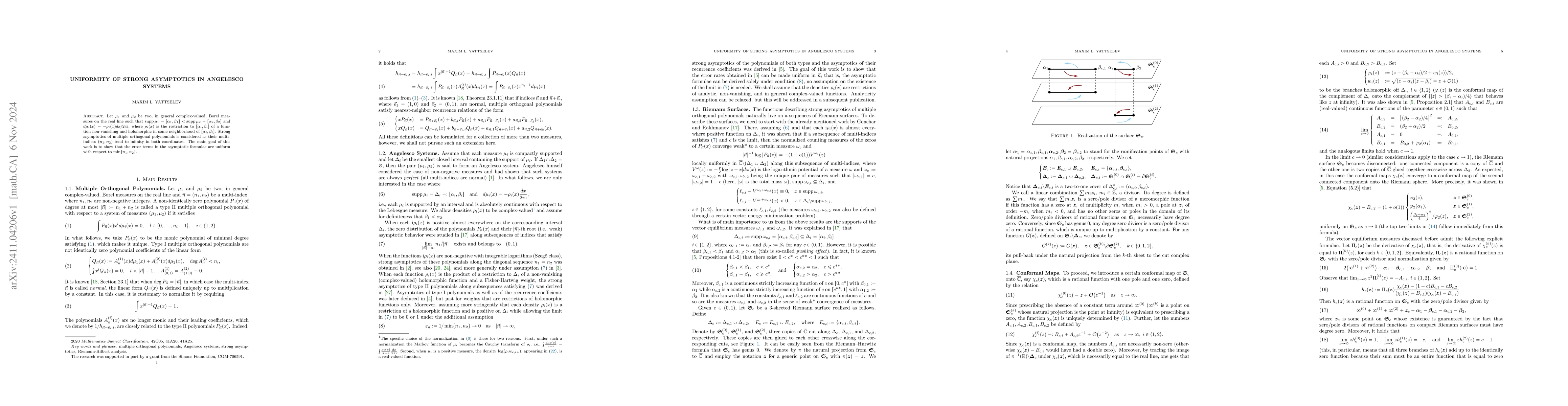 Thumbnail for Uniformity of Strong Asymptotics in Angelesco Systems