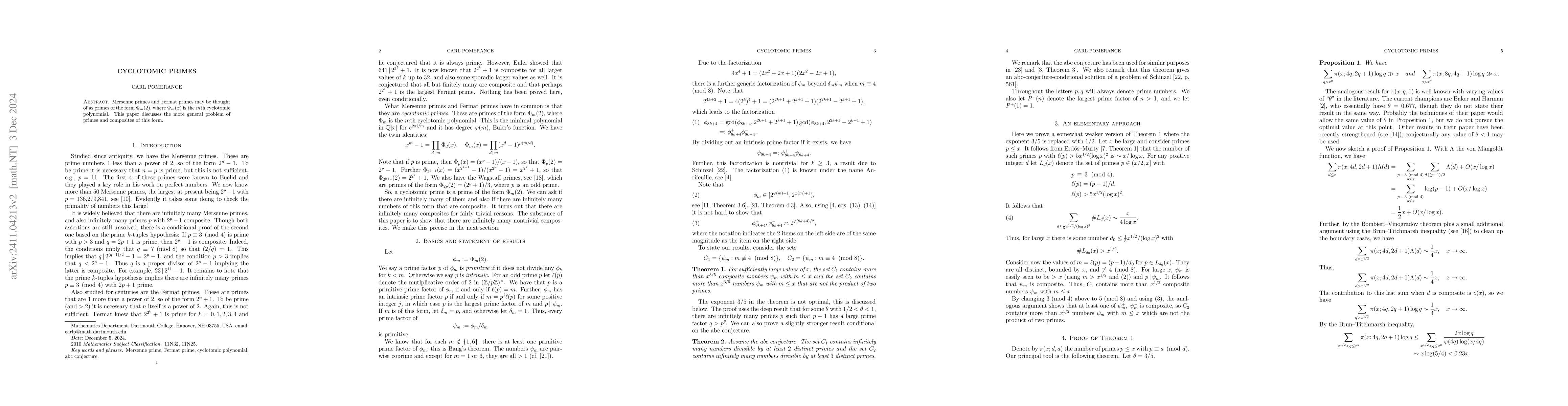 Thumbnail for Cyclotomic primes
