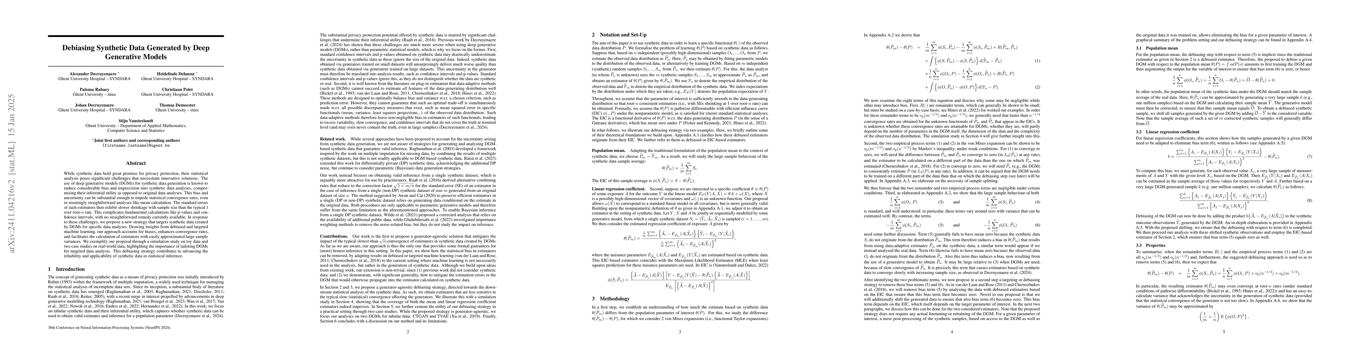 Thumbnail for Debiasing Synthetic Data Generated by Deep Generative Models