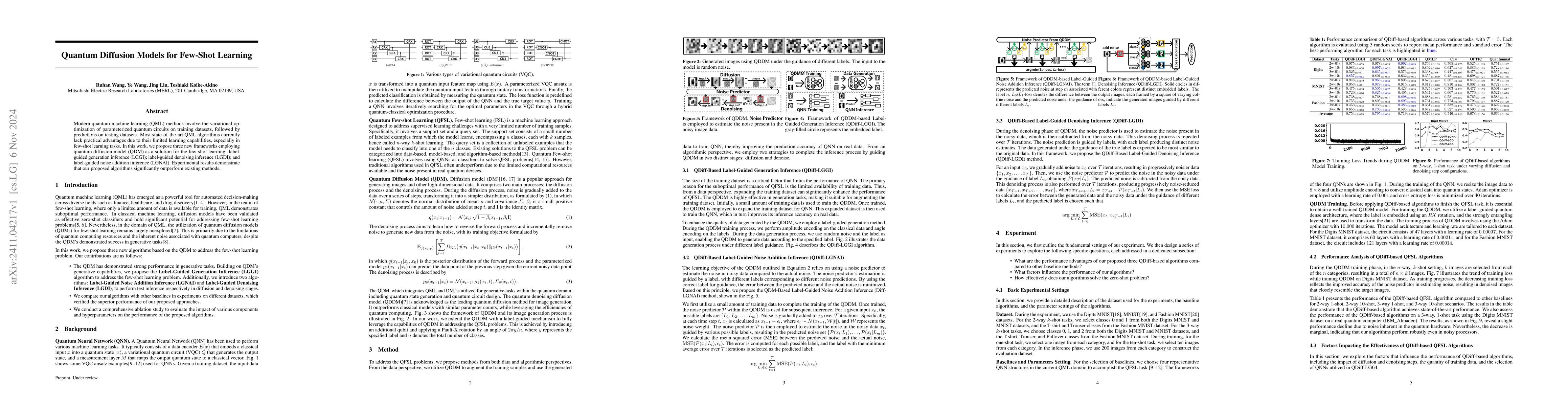 Thumbnail for Quantum Diffusion Models for Few-Shot Learning