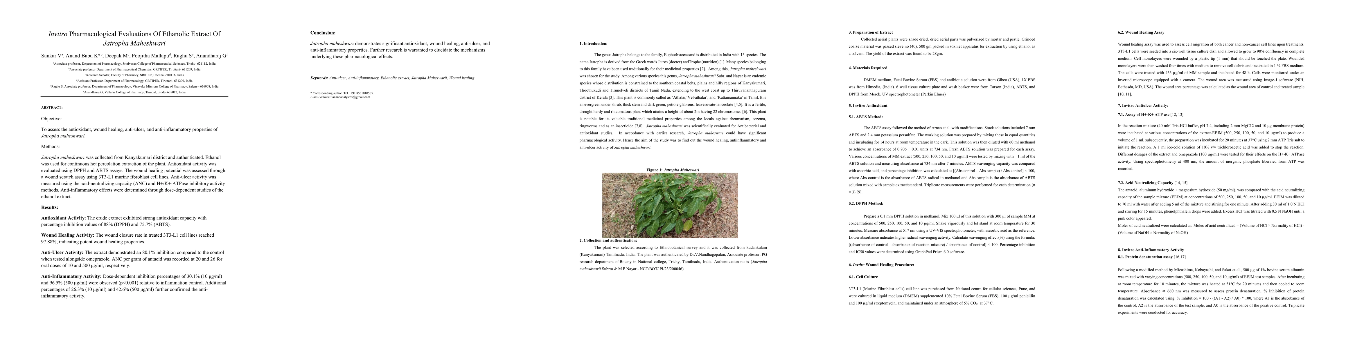 Thumbnail for Invitro Pharmacological Evaluations Of Ethanolic Extract Of Jatropha
  Maheshwari