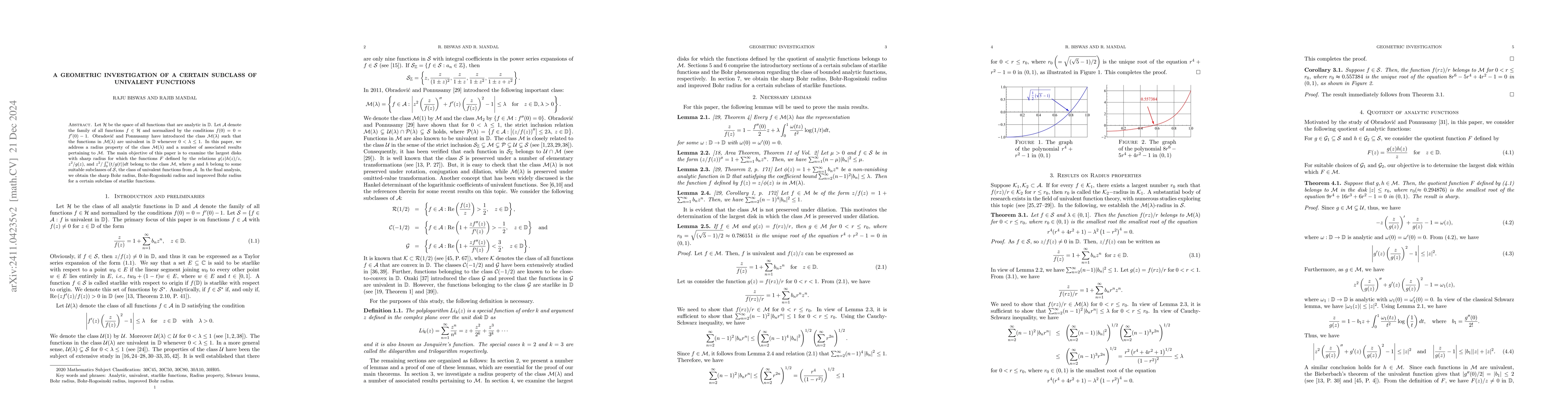 Thumbnail for Geometric studies on the class $\mathcal{M}(λ)$ and the Bohr
  radius for a certain subclass of starlike functions