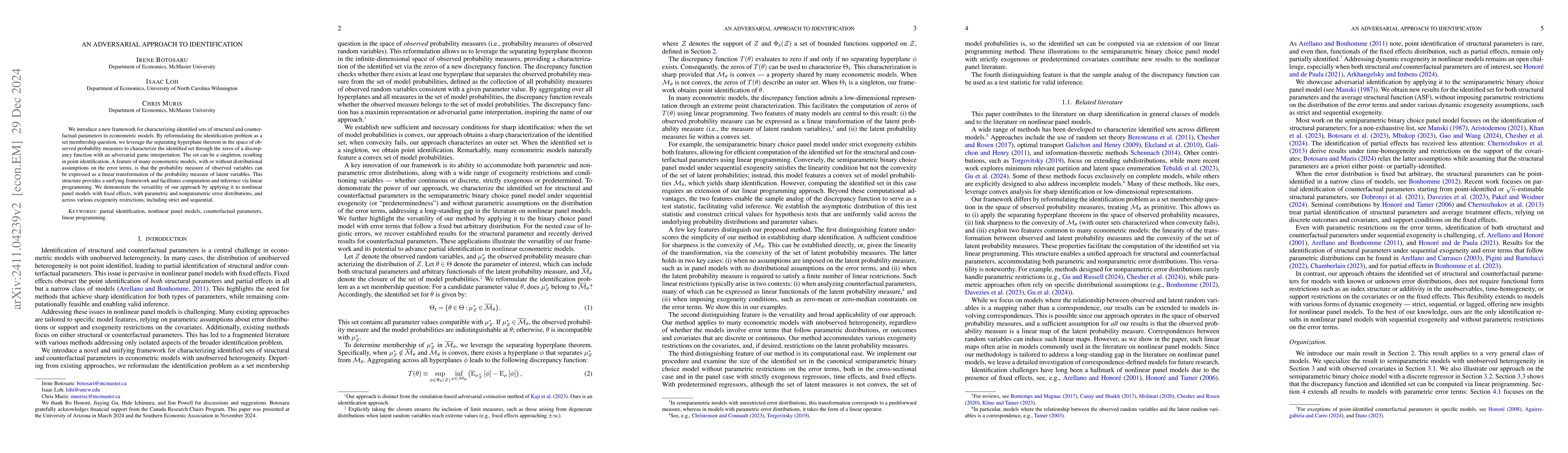 Thumbnail for An Adversarial Approach to Identification and Inference