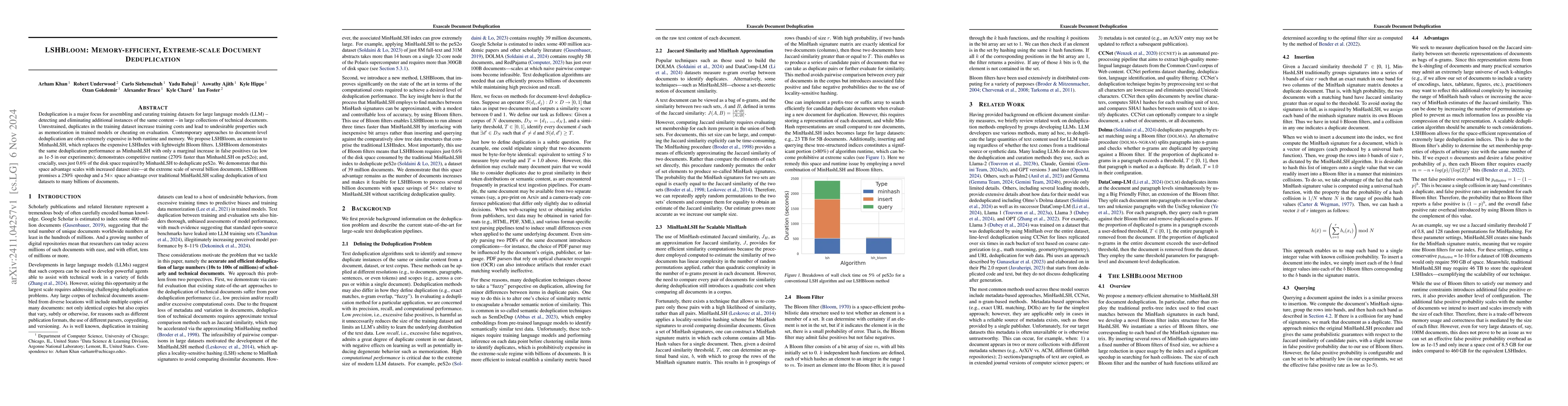 Thumbnail for LSHBloom: Memory-efficient, Extreme-scale Document Deduplication