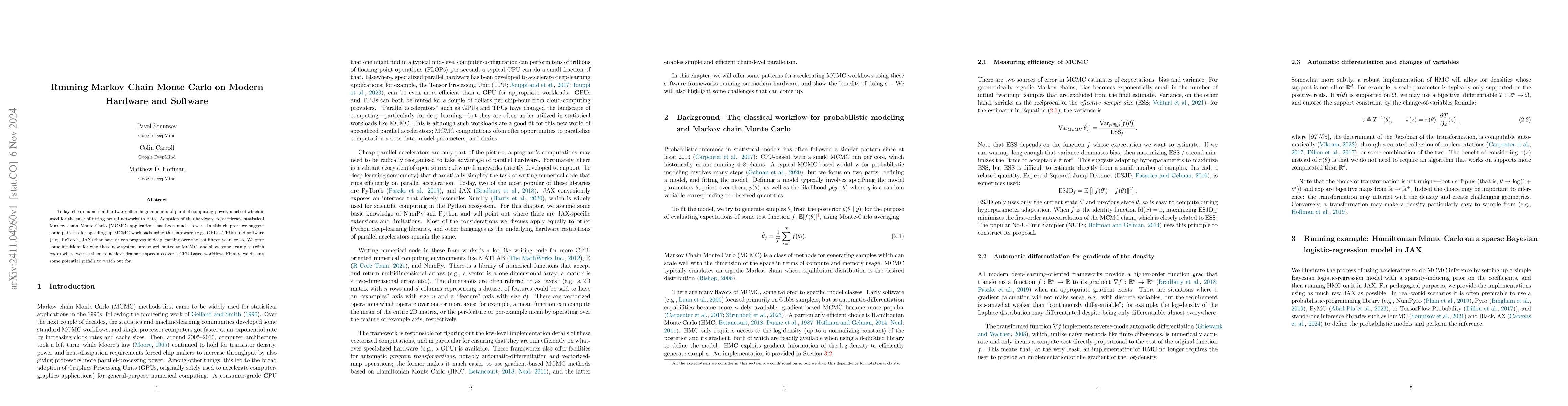 Thumbnail for Running Markov Chain Monte Carlo on Modern Hardware and Software