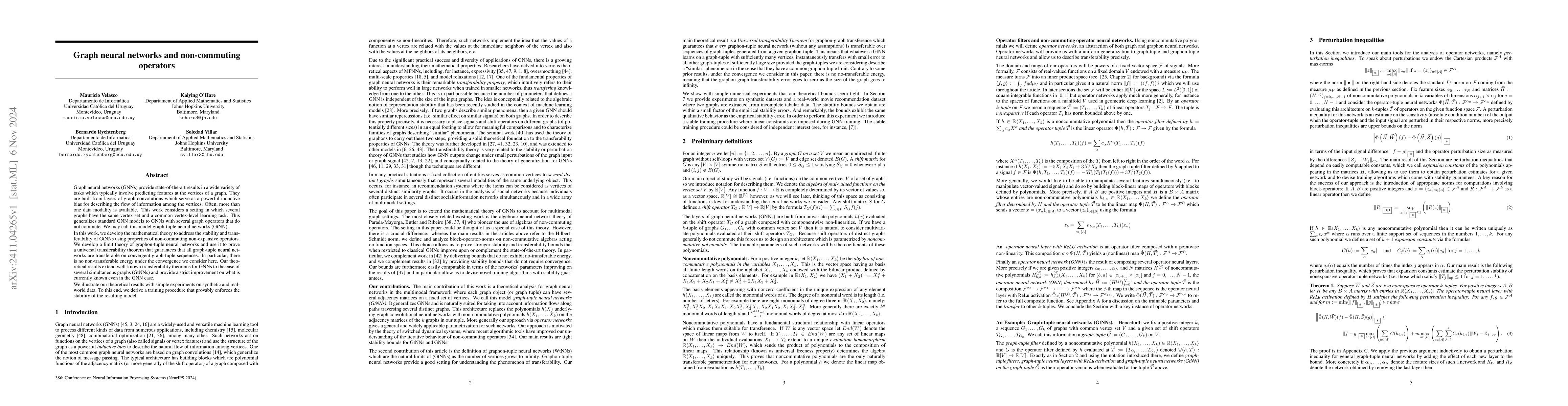 Thumbnail for Graph neural networks and non-commuting operators
