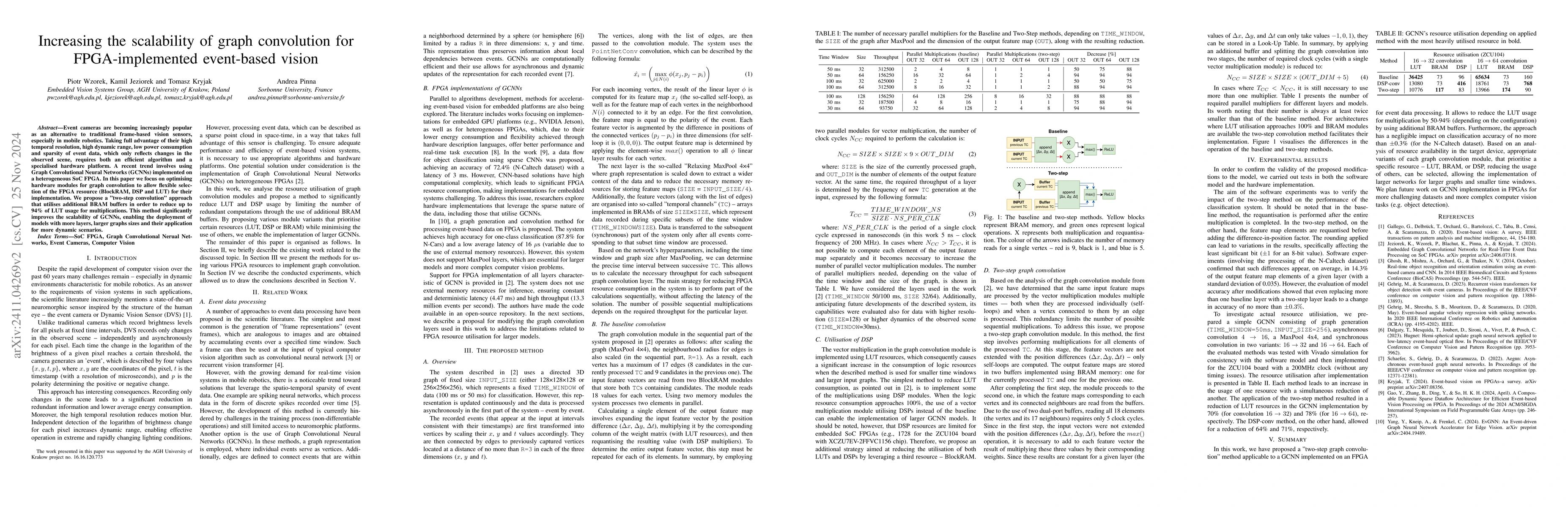 Thumbnail for Increasing the scalability of graph convolution for FPGA-implemented
  event-based vision