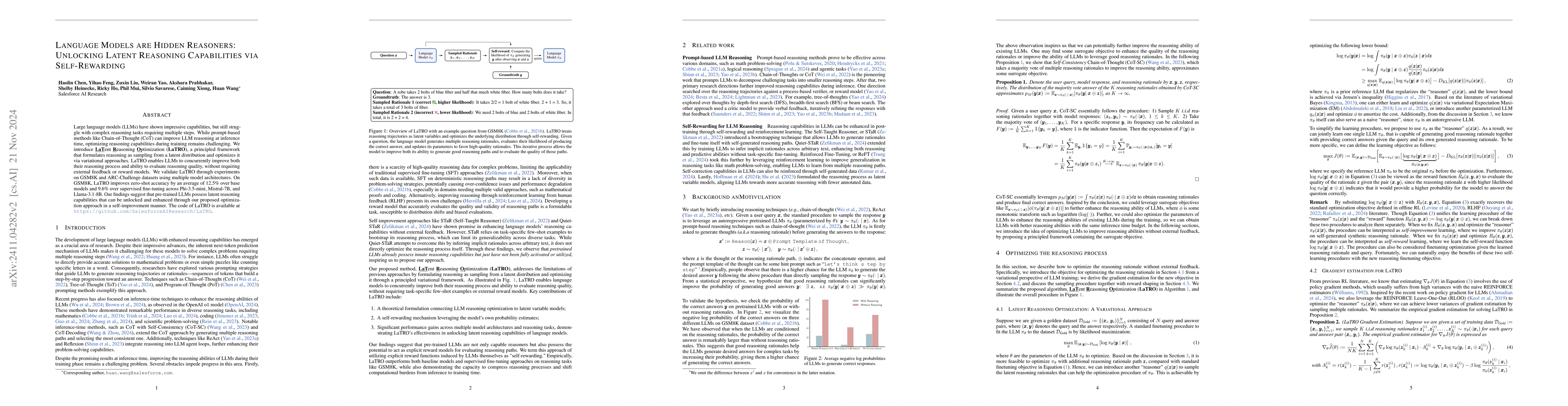 Thumbnail for Language Models are Hidden Reasoners: Unlocking Latent Reasoning
  Capabilities via Self-Rewarding