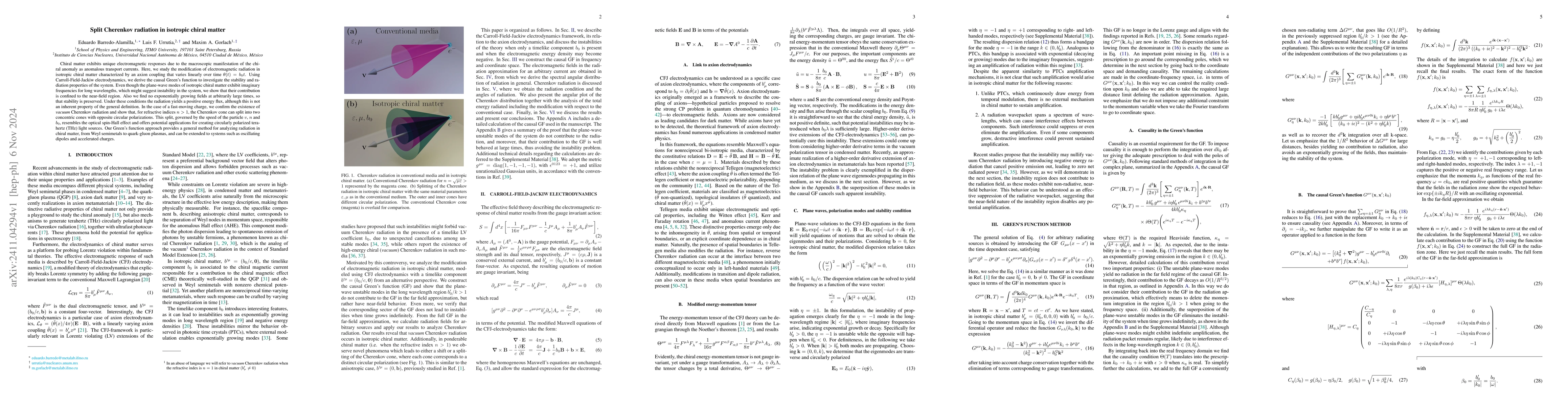 Thumbnail for Split Cherenkov radiation in isotropic chiral matter