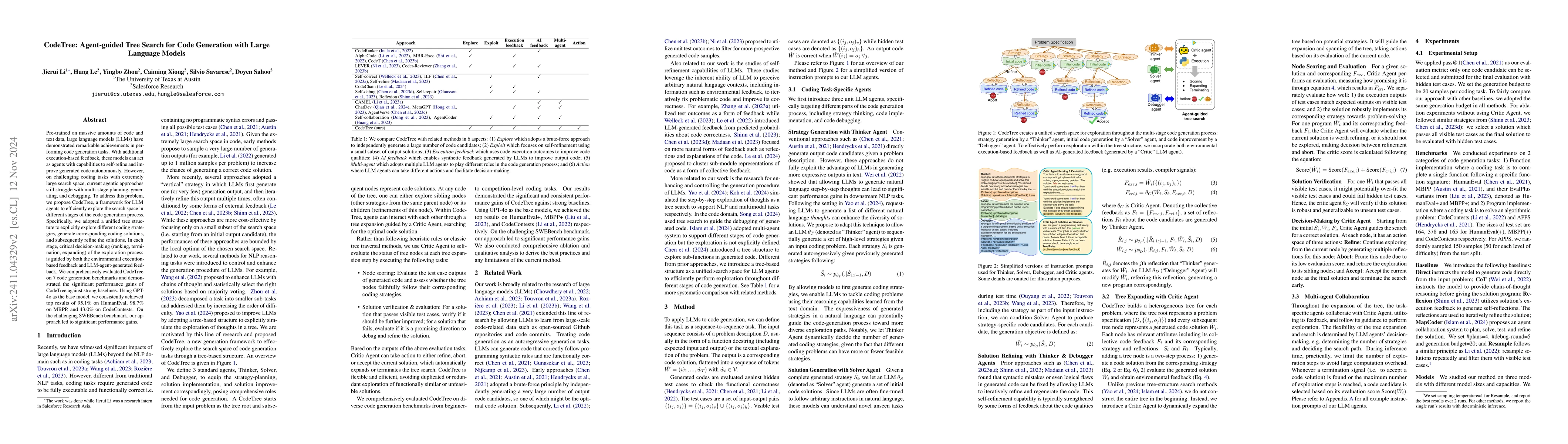 Thumbnail for CodeTree: Agent-guided Tree Search for Code Generation with Large
  Language Models