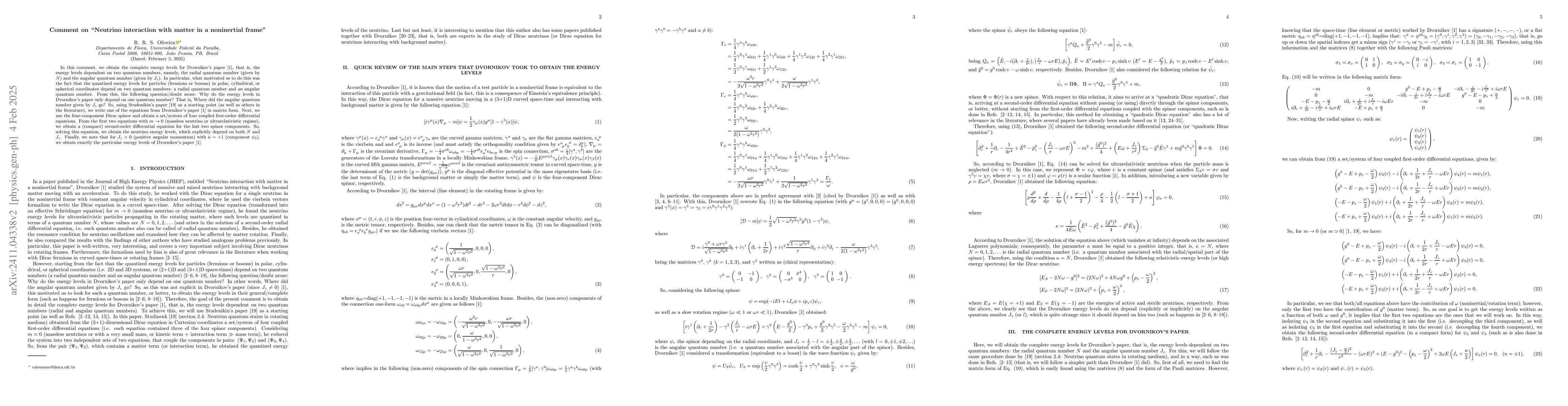 Thumbnail for Comment on "Neutrino interaction with matter in a noninertial frame"