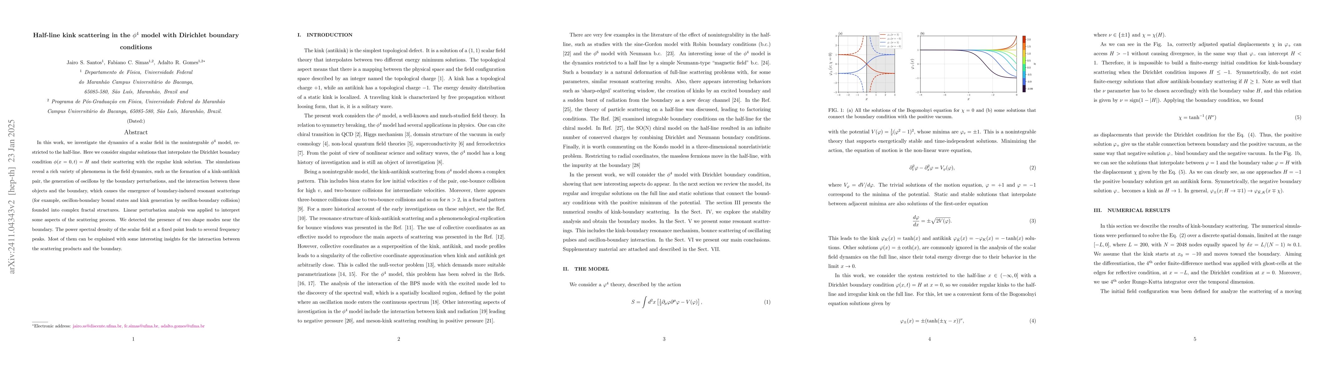 Thumbnail for Half-line kink scattering in the $φ^4$ model with Dirichlet boundary
  conditions