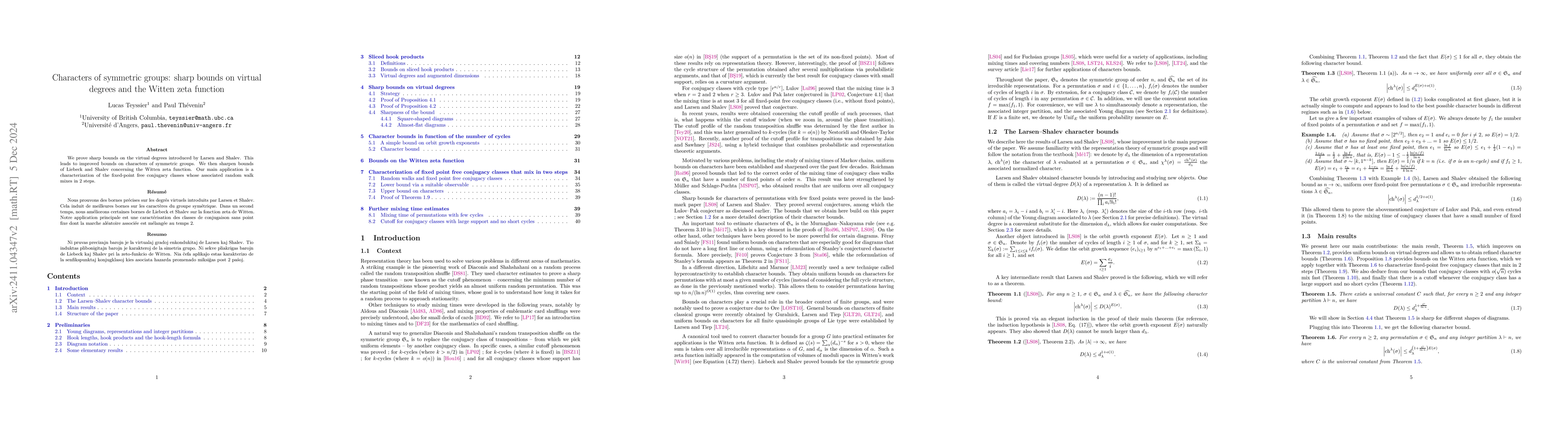 Thumbnail for Characters of symmetric groups: sharp bounds on virtual degrees and the
  Witten zeta function