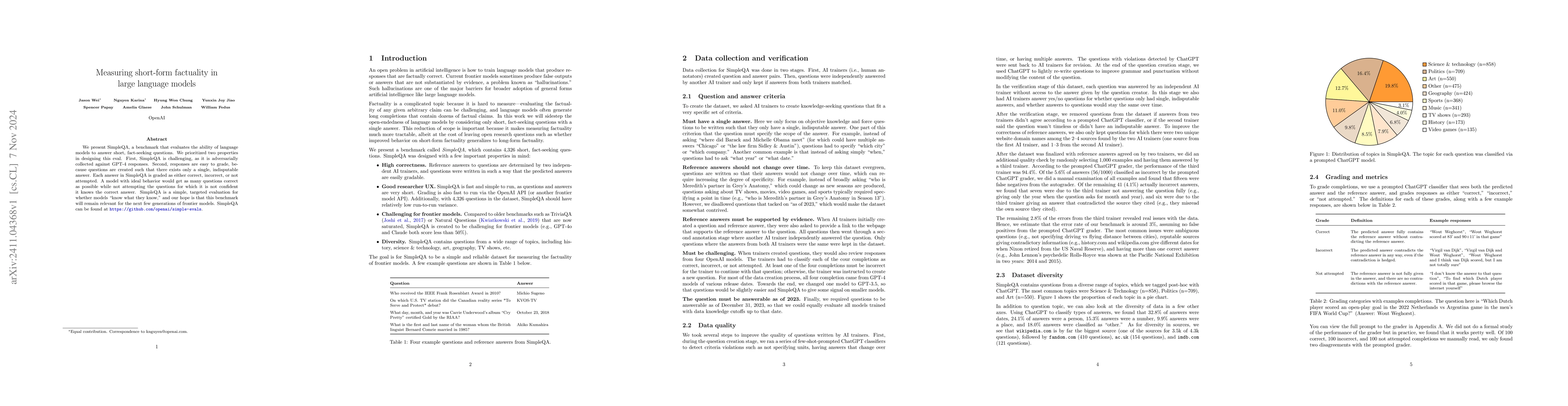Thumbnail for Measuring short-form factuality in large language models