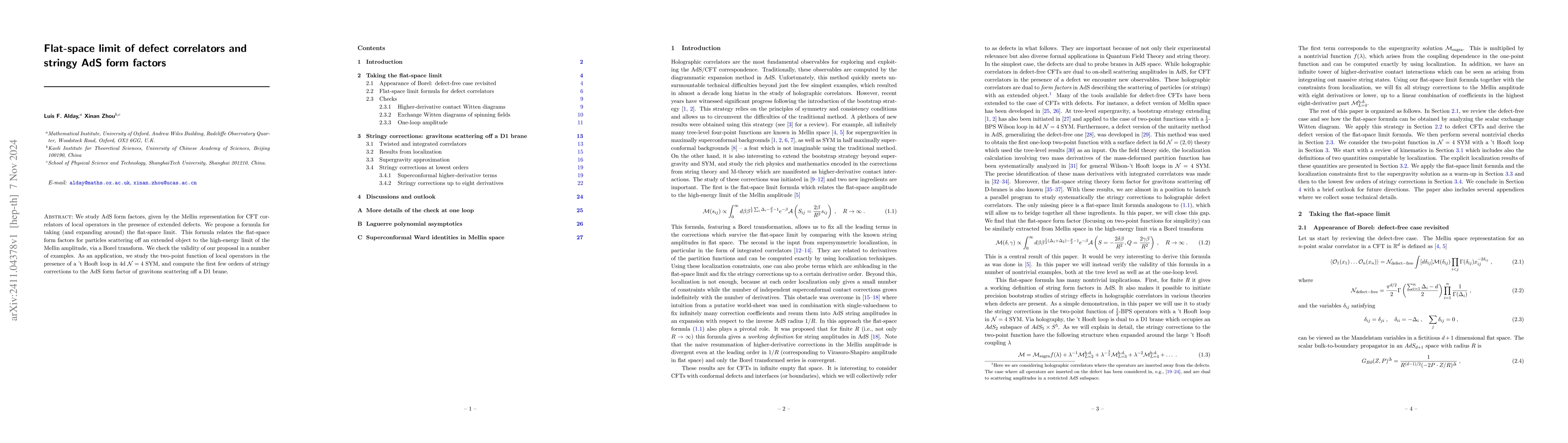 Thumbnail for Flat-space limit of defect correlators and stringy AdS form factors