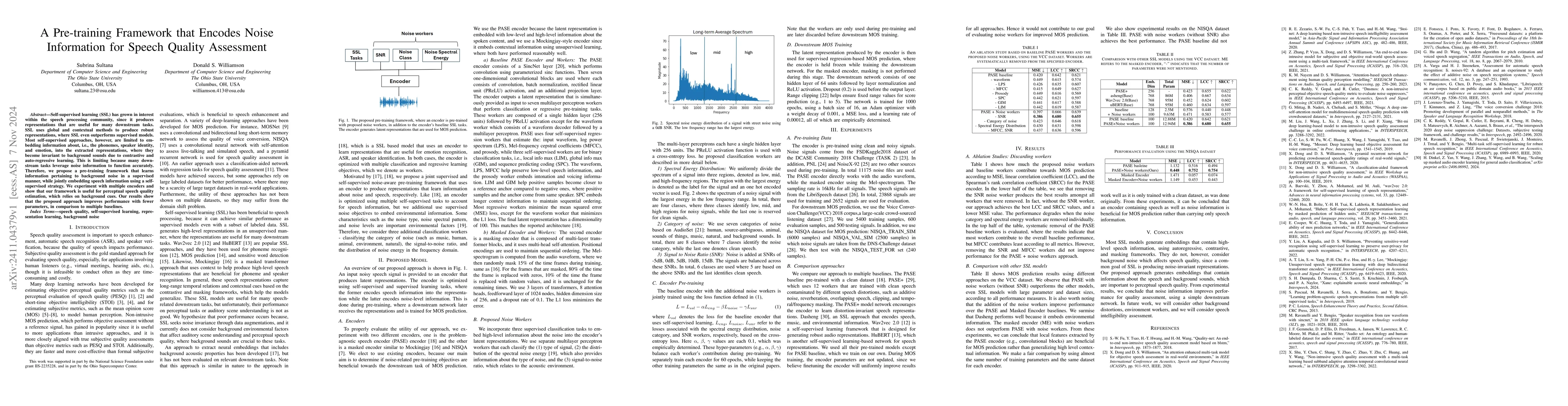Thumbnail for A Pre-training Framework that Encodes Noise Information for Speech
  Quality Assessment