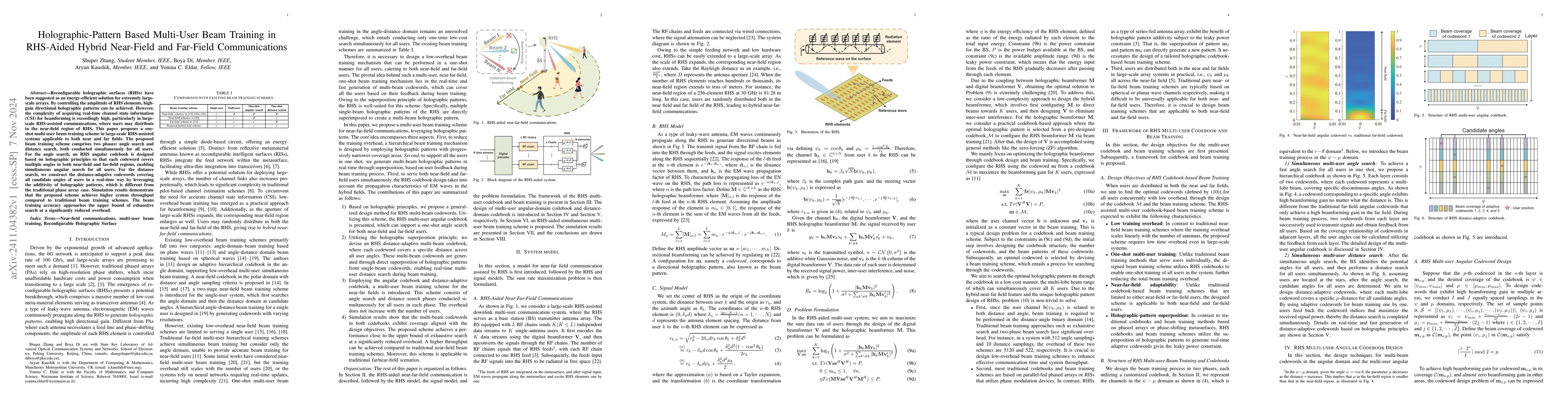 Thumbnail for Holographic-Pattern Based Multi-User Beam Training in RHS-Aided Hybrid
  Near-Field and Far-Field Communications