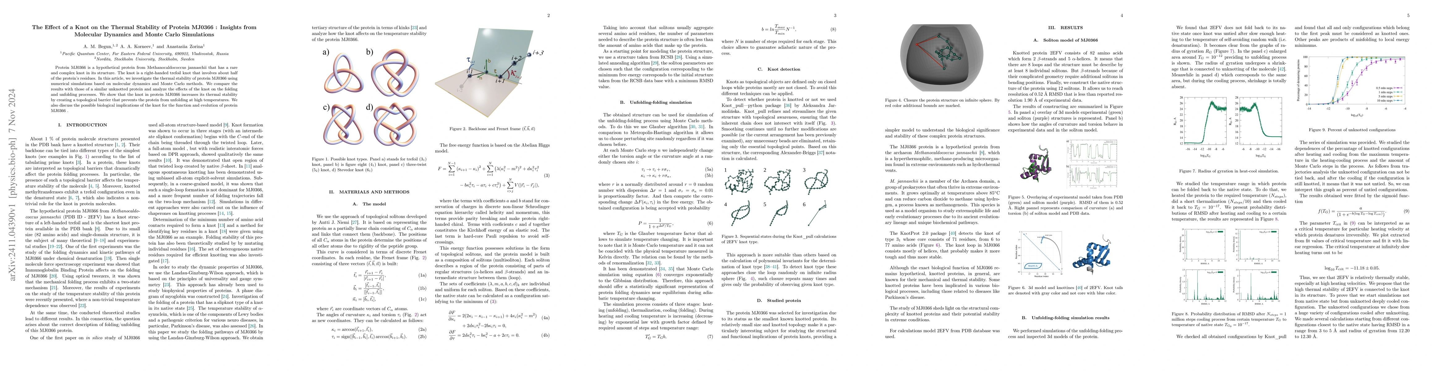 Thumbnail for The Effect of a Knot on the Thermal Stability of Protein MJ0366:
  Insights from Molecular Dynamics and Monte Carlo Simulations