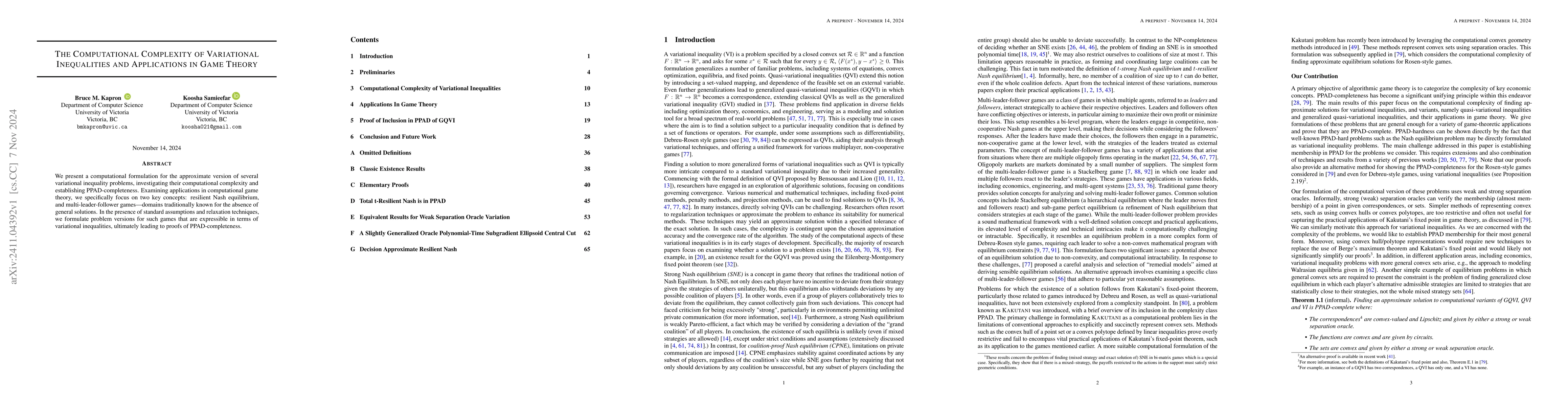 Thumbnail for The Computational Complexity of Variational Inequalities and
  Applications in Game Theory