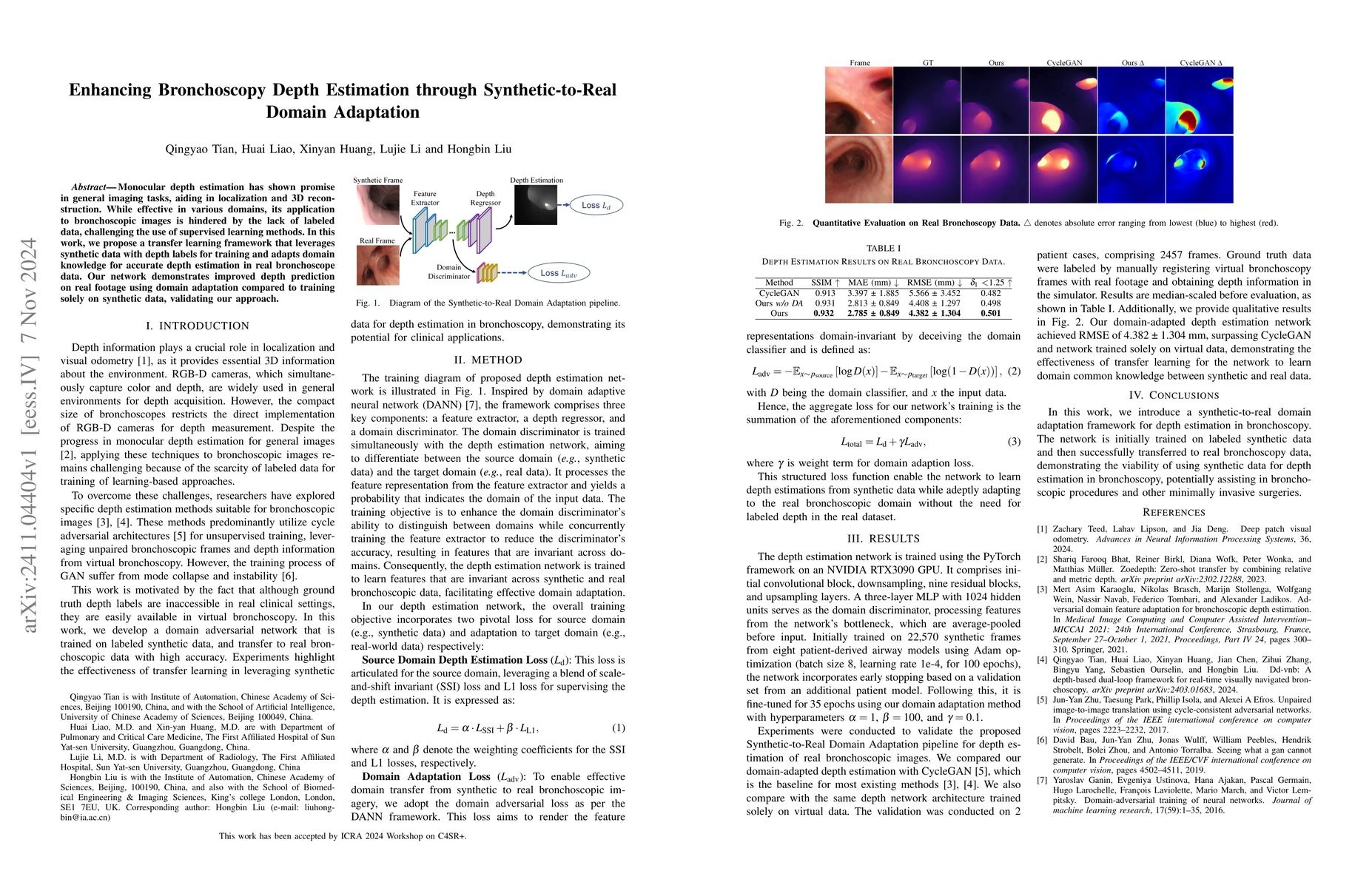 Thumbnail for Enhancing Bronchoscopy Depth Estimation through Synthetic-to-Real Domain
  Adaptation