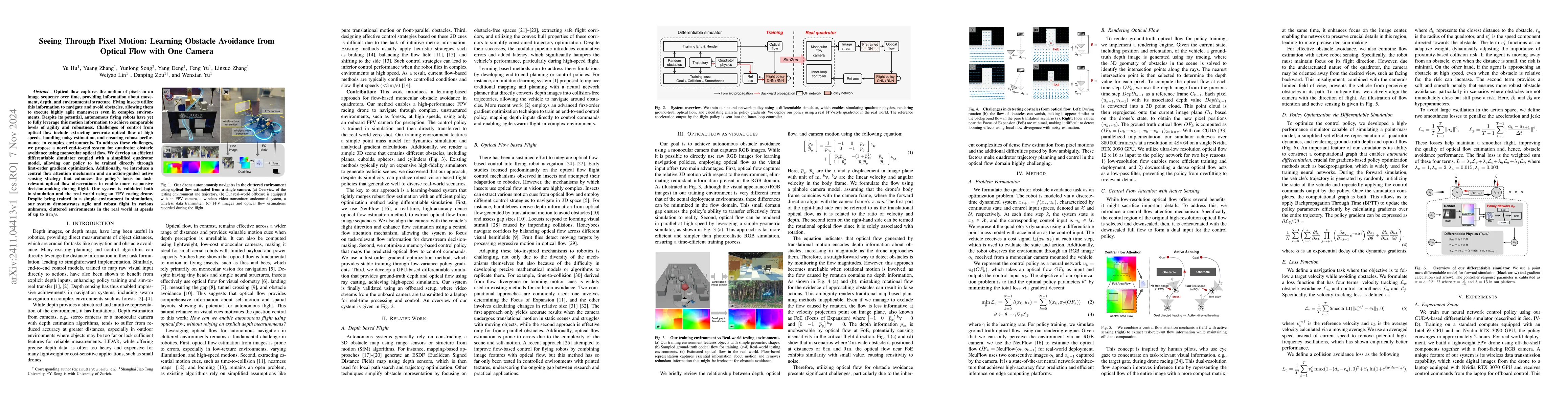 Thumbnail for Seeing Through Pixel Motion: Learning Obstacle Avoidance from Optical
  Flow with One Camera