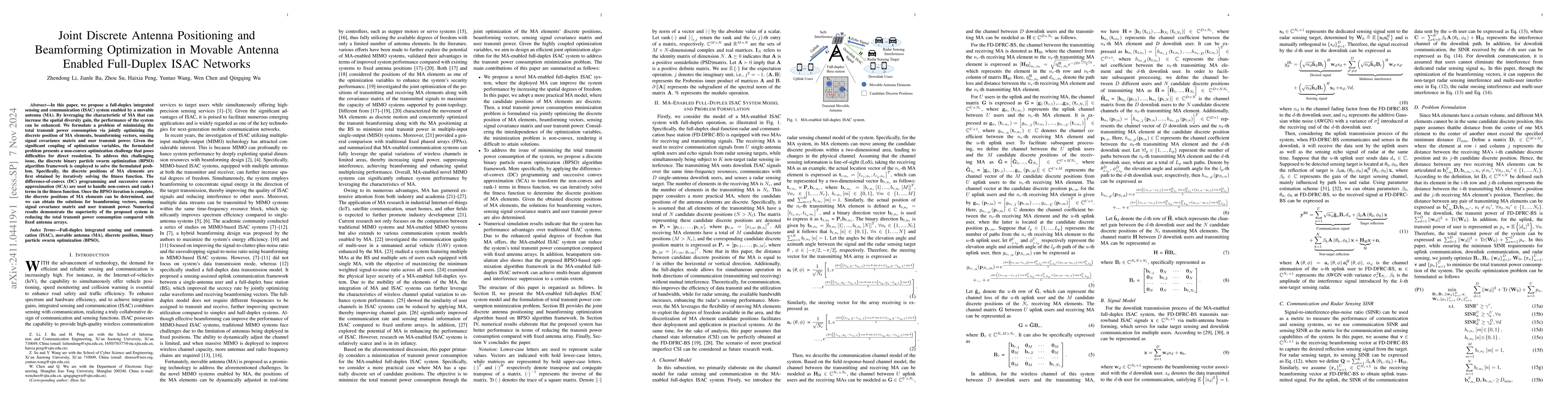 Thumbnail for Joint Discrete Antenna Positioning and Beamforming Optimization in
  Movable Antenna Enabled Full-Duplex ISAC Networks