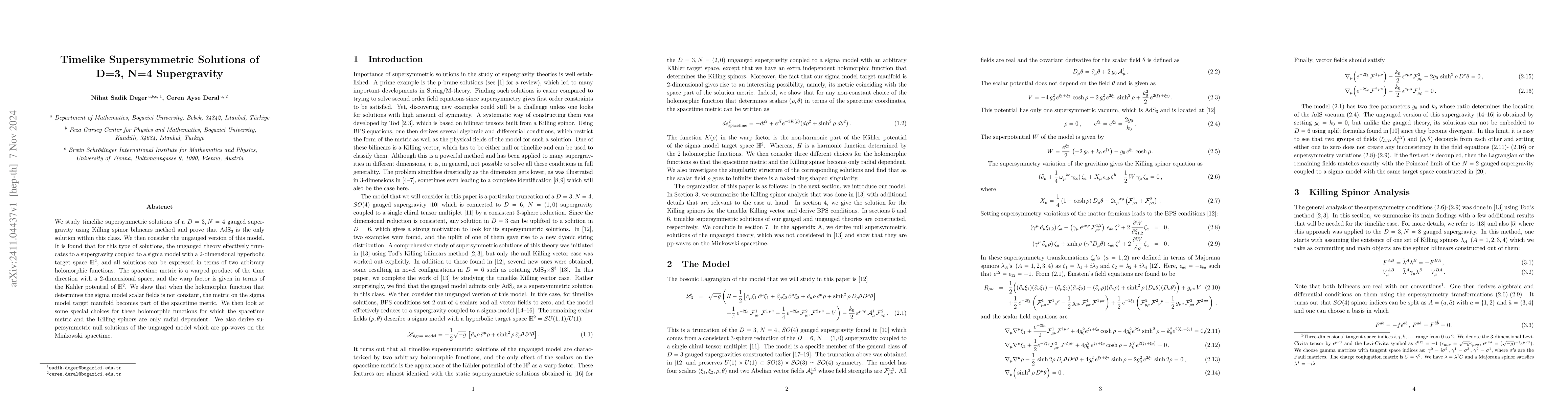 Thumbnail for Timelike Supersymmetric Solutions of D=3, N=4 Supergravity